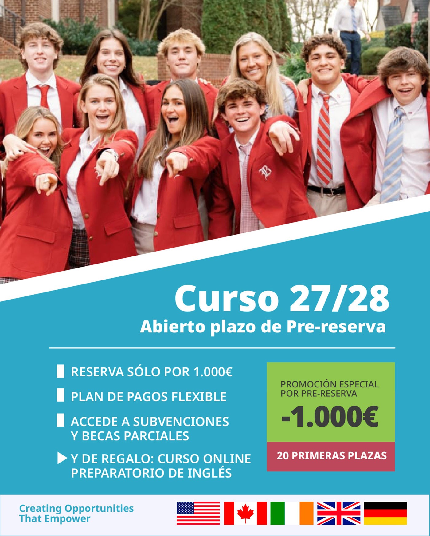 1.000€ de descuento por reserva anticipada y pagos flexibles sin intereses